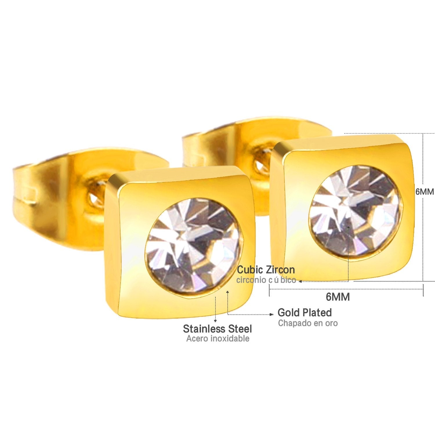 ASON Classic Style Square Round AAA Cubic Zirconia Gold Color Piercing Stud Earrings Set For Women 2022 Brinco Daily Wear asonjewelry