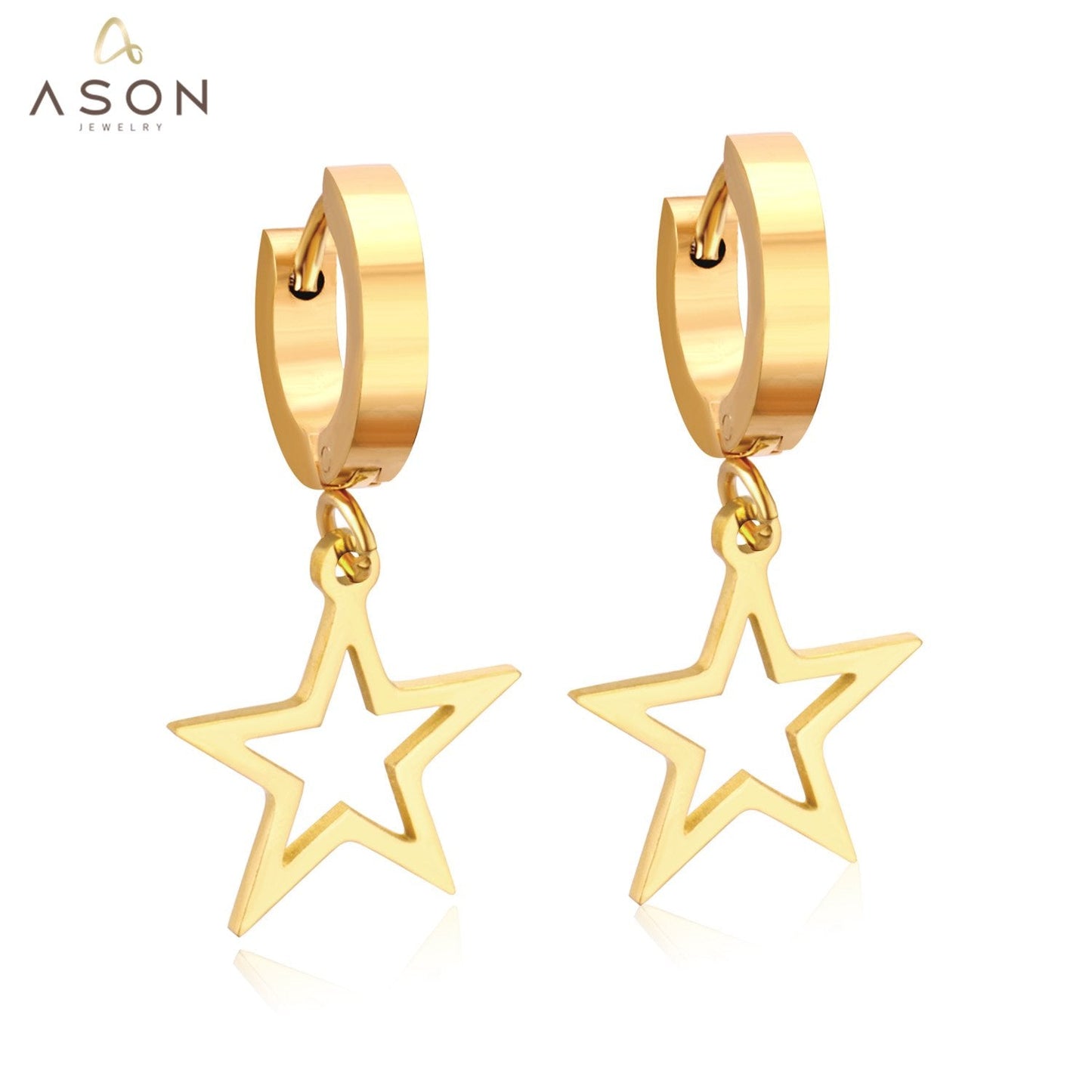 ASON Fashion 2022 Statement Drop Dangle Star Earrings for Women Stainless Steel Hanging Earring Set for Female Jewelry asonjewelry
