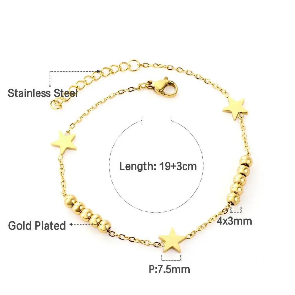 Boho Classic Woman's Bracelets Beads Chains Wrist Jewerly For Woman Simple Design Gold Plated Star Charms My Orders asonjewelry