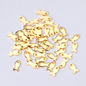 ASON 100pcs/lot Ladies Pendant Fish Shape Pendant Wholesale Stainless Steel For Necklace Bracelet Jewelry Making Supplies