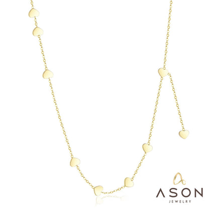 ASON Gold Love Heart Pendant Girl Necklace Stainless Steel 45cm+5cm Extender Chains Necklaces Collares Wedding Accessories asonjewelry