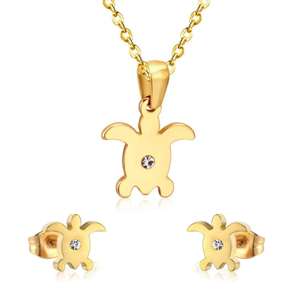 Stainless Steel Dubai African Jewelry Set for Women Girls Gold Color Necklace Earrings Set Indian Jewellery Sets asonjewelry