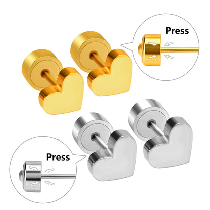 ASON Heart Shape Small Piercing Stud Earrings Stainless Steel for Women Gold Color Children Earring Fashion Jewelry Tiny asonjewelry