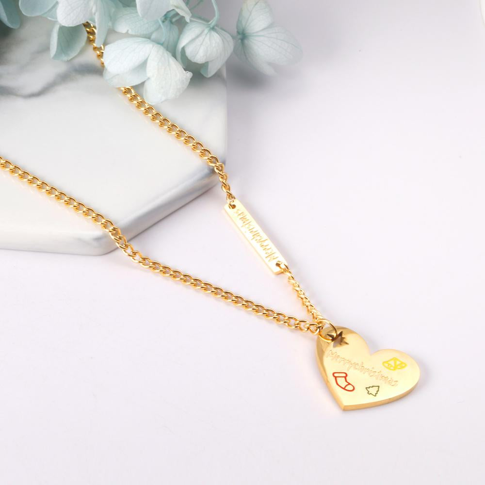 ASON Trendy Gold Color Heart Pendant Necklace 316L Stainless Steel Choker for Women Christmas Gift Jewelry Accessory asonjewelry