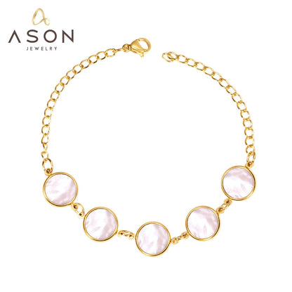 ASON  Fashion Bracelet Hot Round Shell Stainless Steel Link Chain Luxury Brand Accessories asonjewelry