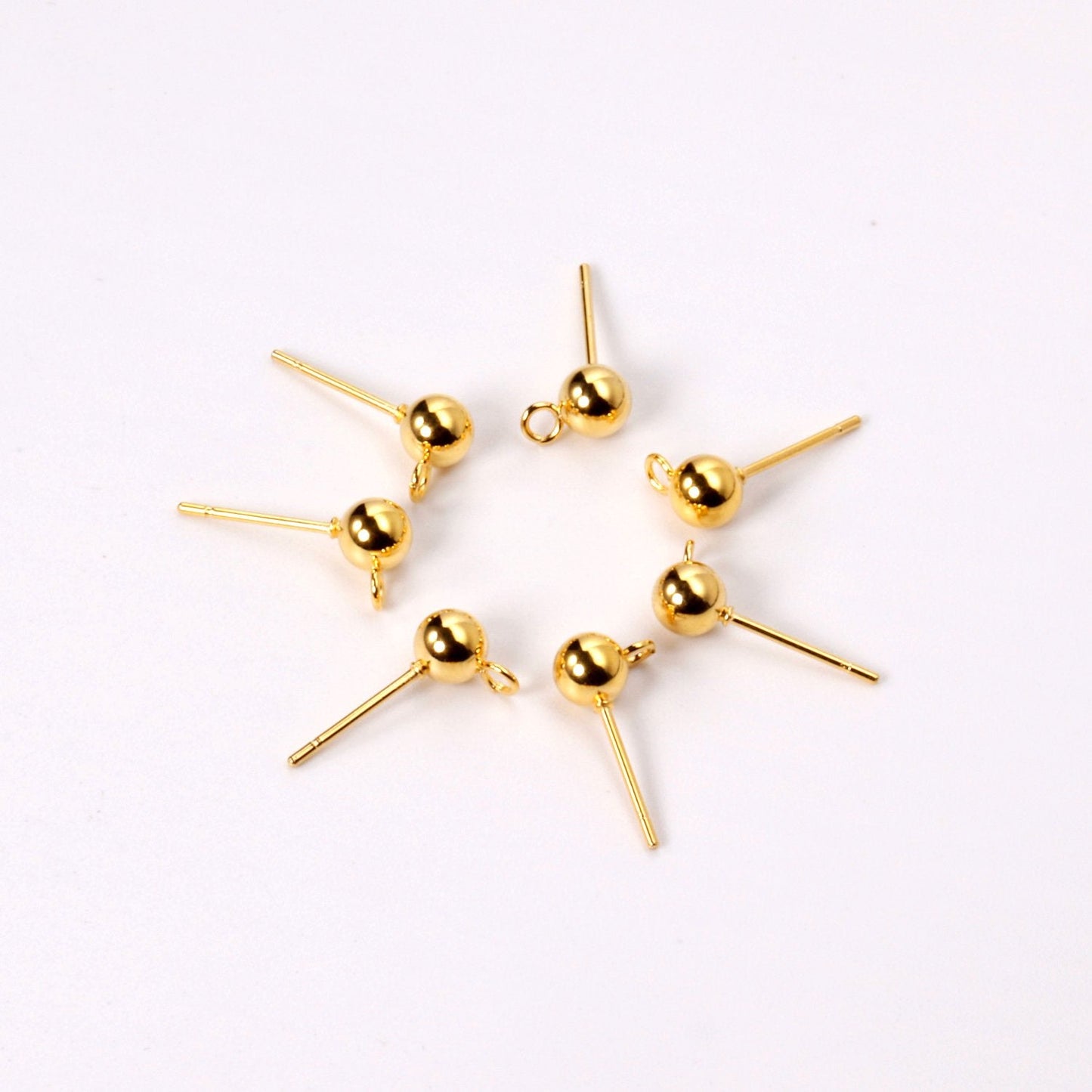 ASON 100pcs/lot Fashion Earring Small Ball Ear Studs Stainless Steel Gold Base Setting Connector For DIY Jewelry Making Supplies asonjewelry