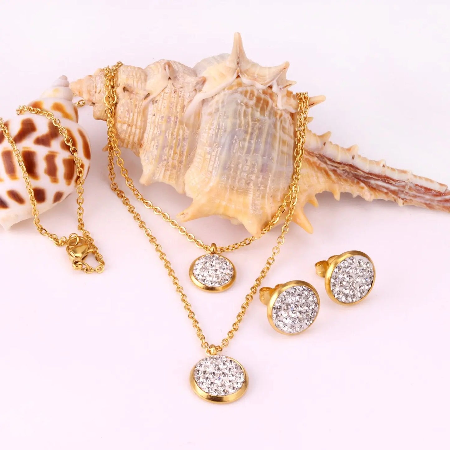 Fashion Cubic Zirconia Pendant Necklace Earrings Set For Woman Bride Wedding Jewelry Accessories pendientes bijoux asonjewelry