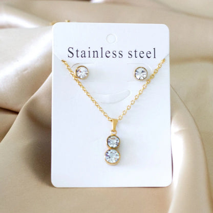 Cylinder Cubic Zirconia Pendant Nacklace Earrings Jewelry Sets For Women Brincos No Fade Collars Jerelry Party    asonjewelry