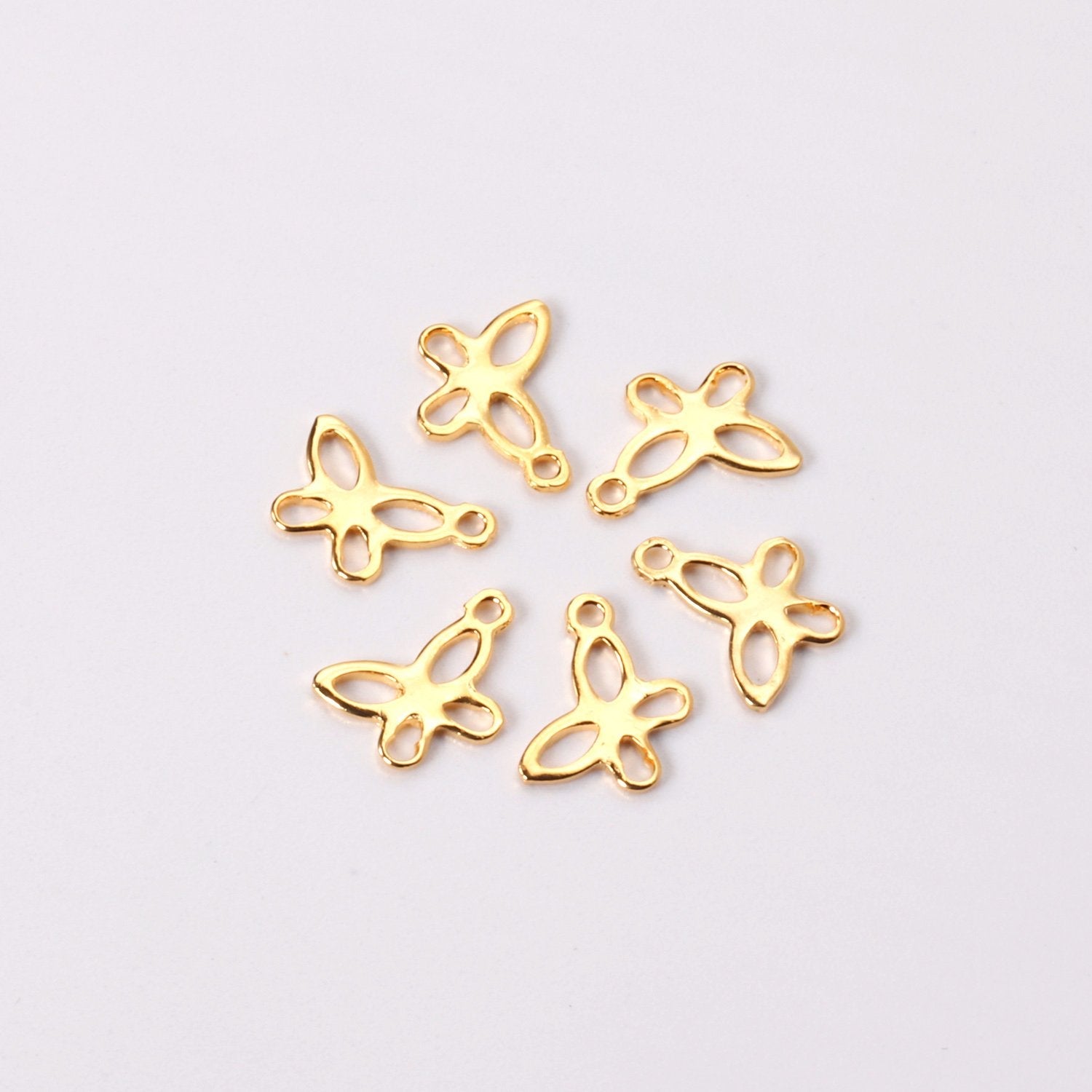 ASON 100Pcs/Lots Butterfly Hollow Charm With Holes 316L Stainless Steel Gold For Necklace Bracelet DIY Jewelry Making Supplies asonjewelry