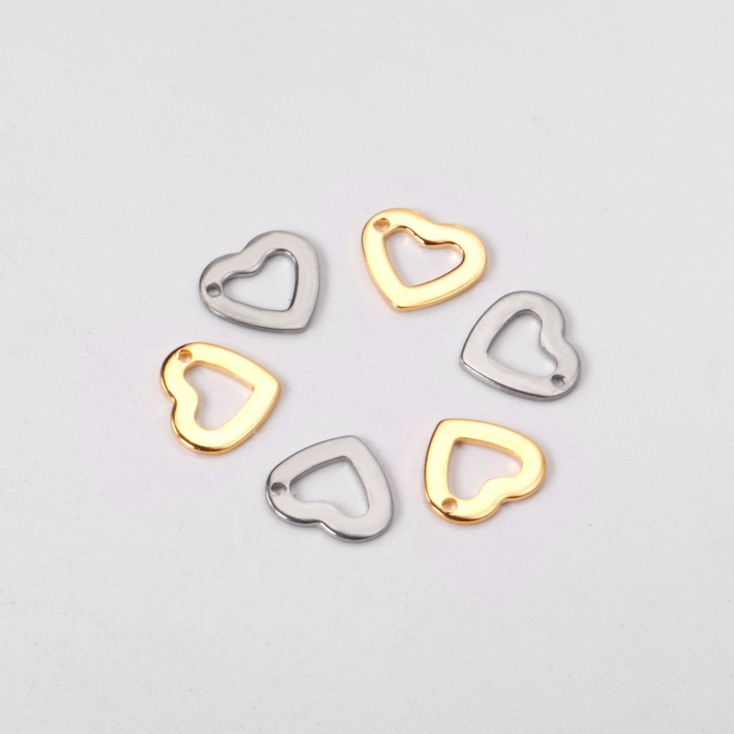 ASON 100 Pcs/Lots Heart Charm Hollow Out With Holes 316L Stainless Steel Pendant For Necklace Bracelet Jewelry Making Supplies asonjewelry