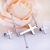 New Punk Jewelry Sets Stainless Steel Cross Necklace Gold Dubai Indian Earring Jewellery Sets For Women Accessories