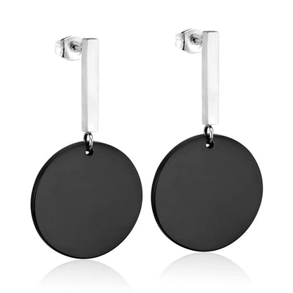 Black Circle Stainless Steel Earrings Set For Women Fashion Jewelry Korean Style Drop Dangle Earring 2020 Brincos asonjewelry