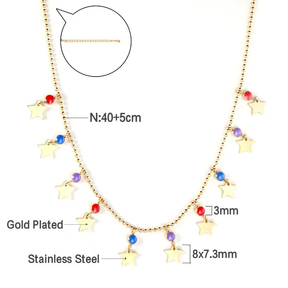 Aesthetic Bohemia Chains Collier For Women Summer Fresh Red Blue Bead Chains Colorful Necklace For Party Jewelry asonjewelry