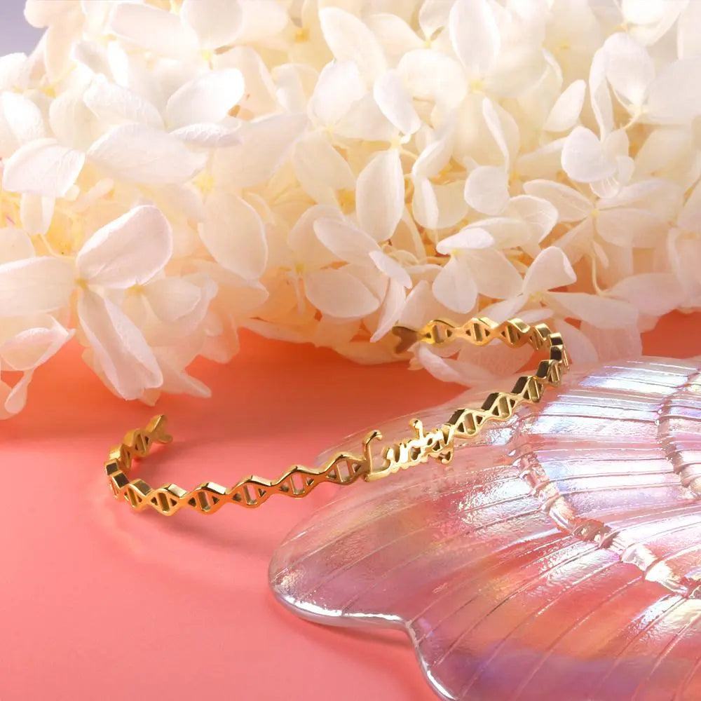 Geometric Statement Bangles Stainless Steel Letter Lucky Cuff Bracelets On Hand For Friends Gifts Girls Birthday asonjewelry