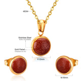 Round Shape Crimson Noble Style Necklaces Earrings Jewelry Sets For Female Valentine Present conjuntos de joya