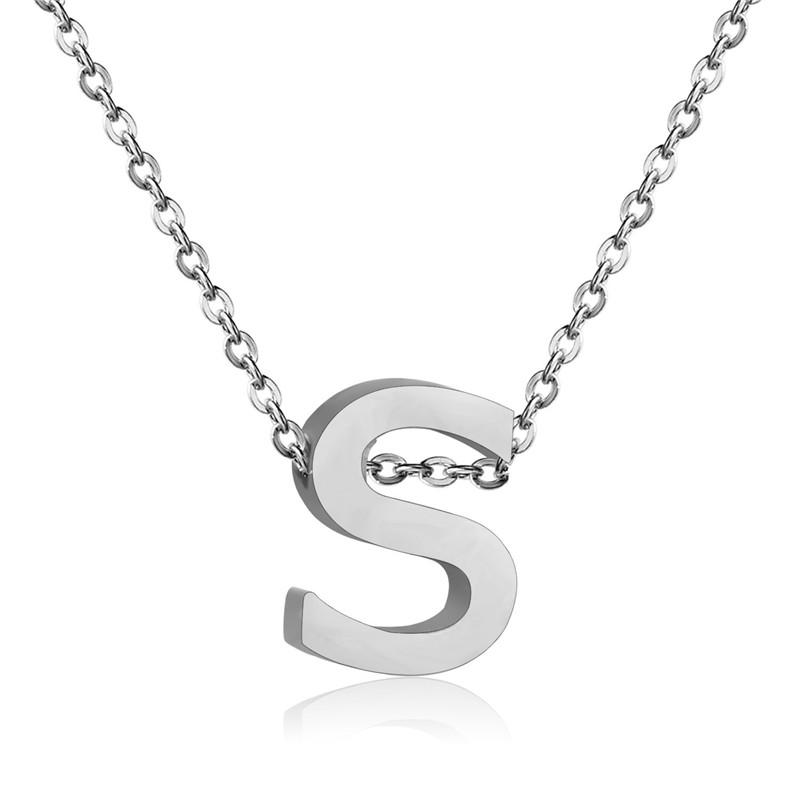 ASON Delicate Classic Style Initial 26 Letters Alphabet Chain Pendant Necklace Stainless Steel Gold Color Jewelry Chokers asonjewelry