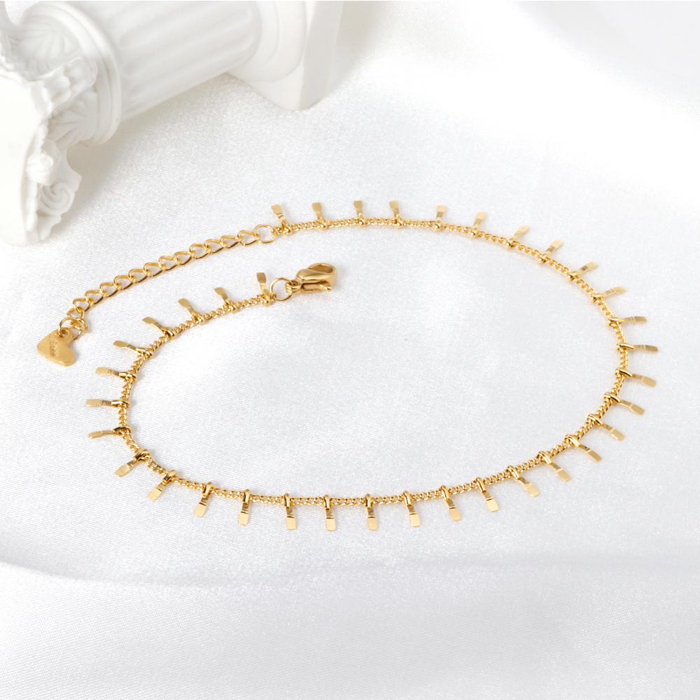 ASON Tassel Accessories Chains Simple Fashion Anklet Gold Color Stainless Steel For Women Summer Beach On Foot Jewelry asonjewelry