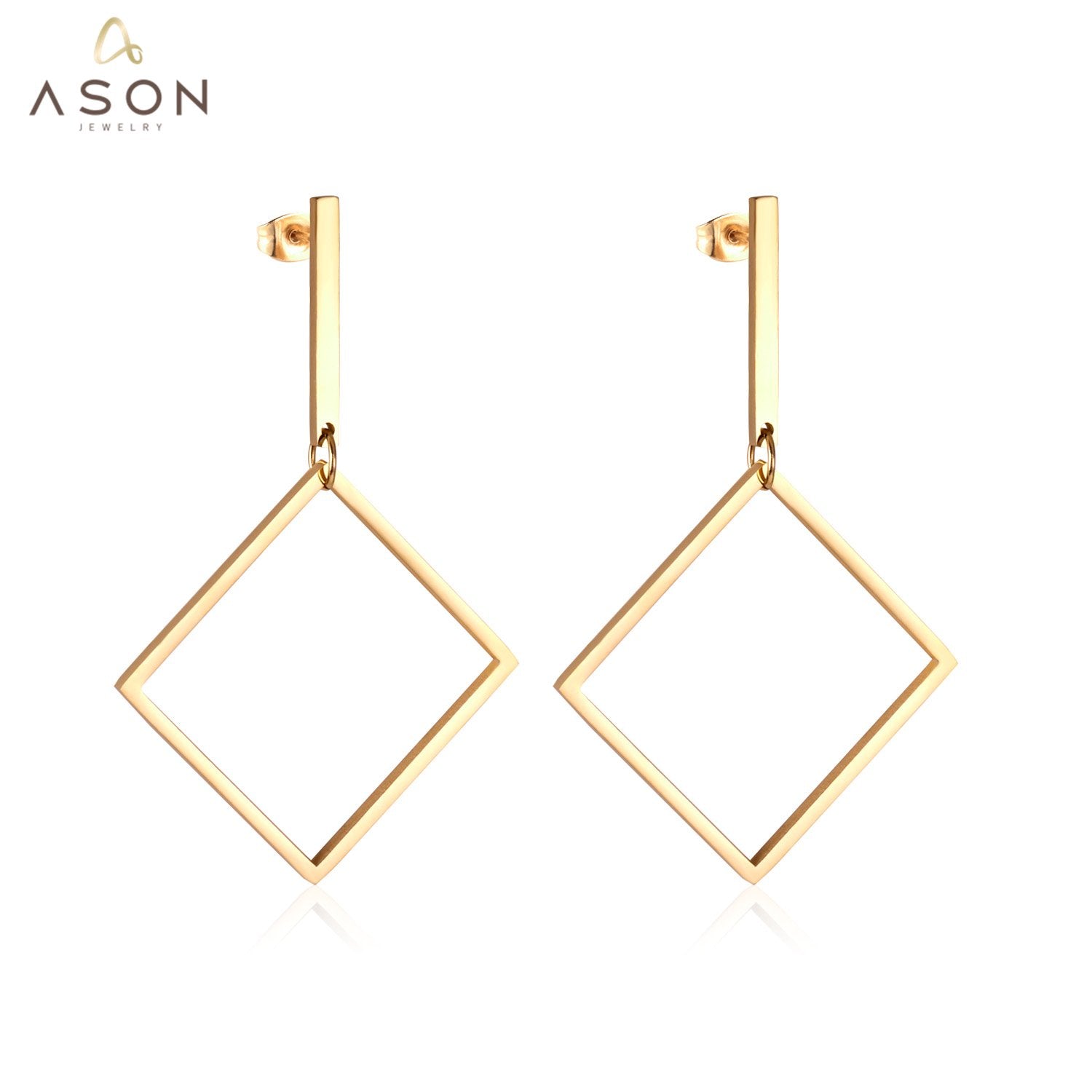 ASON Earrings for Women Gold Color Geometry Dangle Drop Earrings Stainless Steel Accessories Bijoux Party Dropshipping Gift asonjewelry