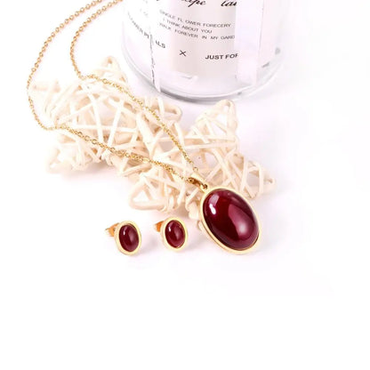 Stainless Steel Jewelry Set For Girls Women Pendant Necklace Earrings Gold color Indian Jewelry Sets Accessories asonjewelry