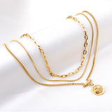 Stainless Stell Layer Chains Necklace Hiphop Jewelry Gold Color Star Pendants New Arrivals Link Chains Jewelry Party