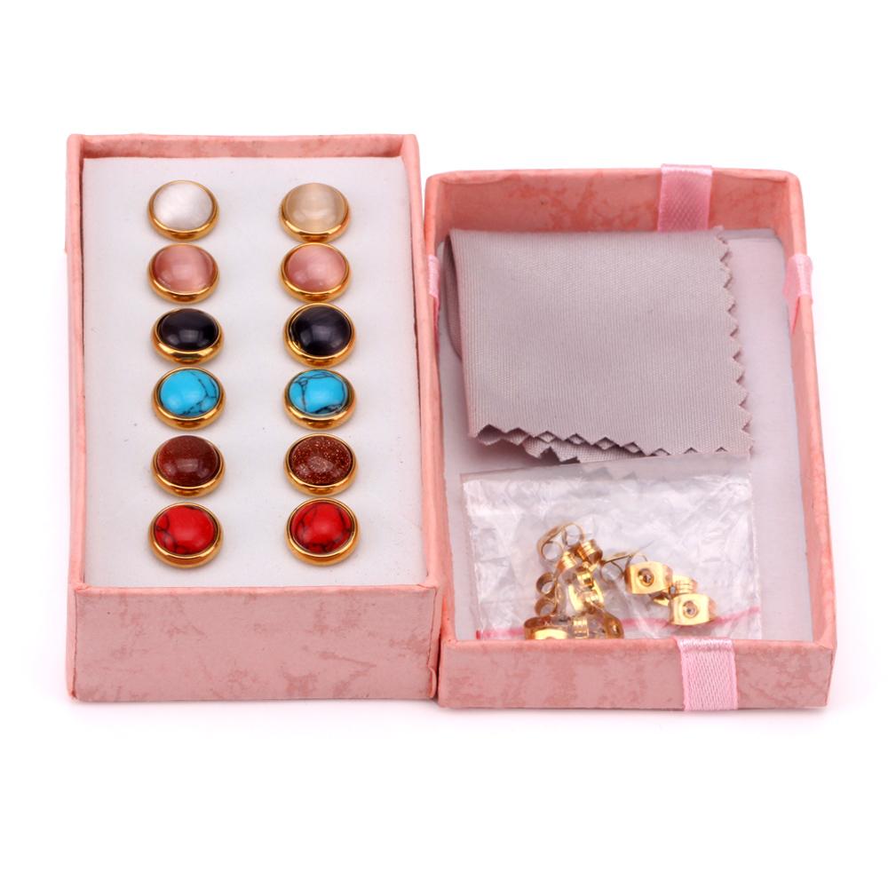 ASON Colorful Opal 6pairs/Box Earring Sets Stainless Steel Stud Earring Fashion Jewelry for Women Wholesale Party Daily asonjewelry