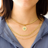 Triple Pendant Necklace For Office Lady Asethetic Collares Blue Evil Eyes Woman Multilayer Collier Boho Fashion New