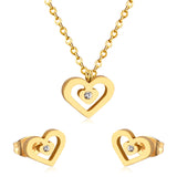Stainless Steel Wedding Dubai Bridal Jewelry Sets CZ Heart Necklace Earrings Sets For Women Party Jewellery Sets