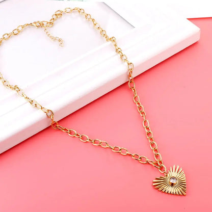 Stainless Steel Jewelry Thick Link Chains For Woman Sculpture Big Heart Punk Collares Boho Trendy Necklaces asonjewelry