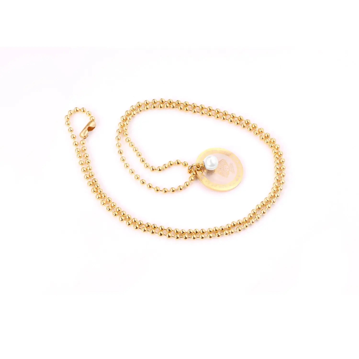 Gothic Fake Pearl Stainless Steel Round Pendant Necklaces For Men Women Jewelry Chain Necklace Collar Collier Set asonjewelry