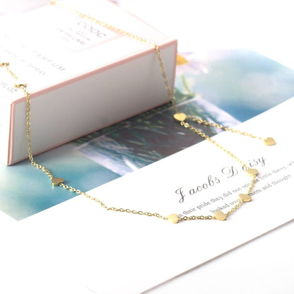 ASON Gold Love Heart Pendant Girl Necklace Stainless Steel 45cm+5cm Extender Chains Necklaces Collares Wedding Accessories asonjewelry