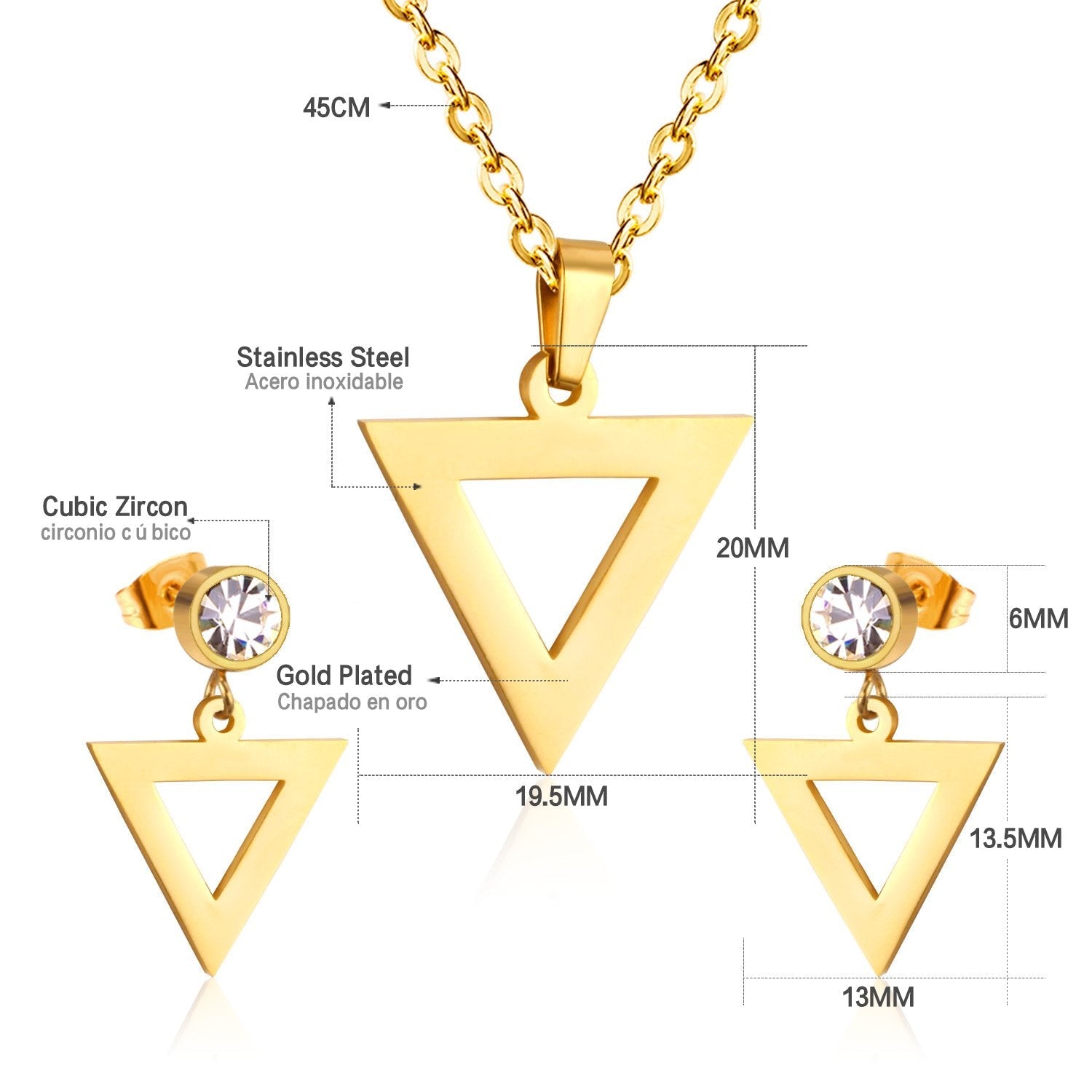 ASON Classic Jewelry Top 316L Stainless Steel Bridal Wedding Jewelry Set for Women Necklace Pendant Small Stud Earring asonjewelry