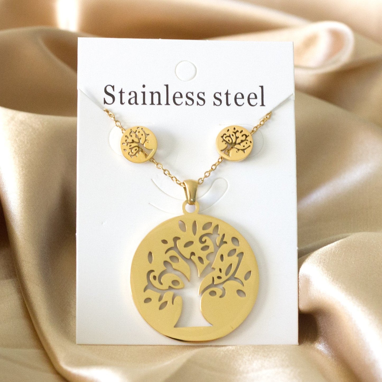 ASON Christmas Jewelry Sets Female Accessories Stainless Steel Tree Pendant Necklace Earring Sets Wholesale Party asonjewelry