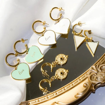 New Design 2022 Exquisite Heart Shape Dangle Earrings Hoop Drop Earrings Green Acrylic Vintage pendientes For Women asonjewelry