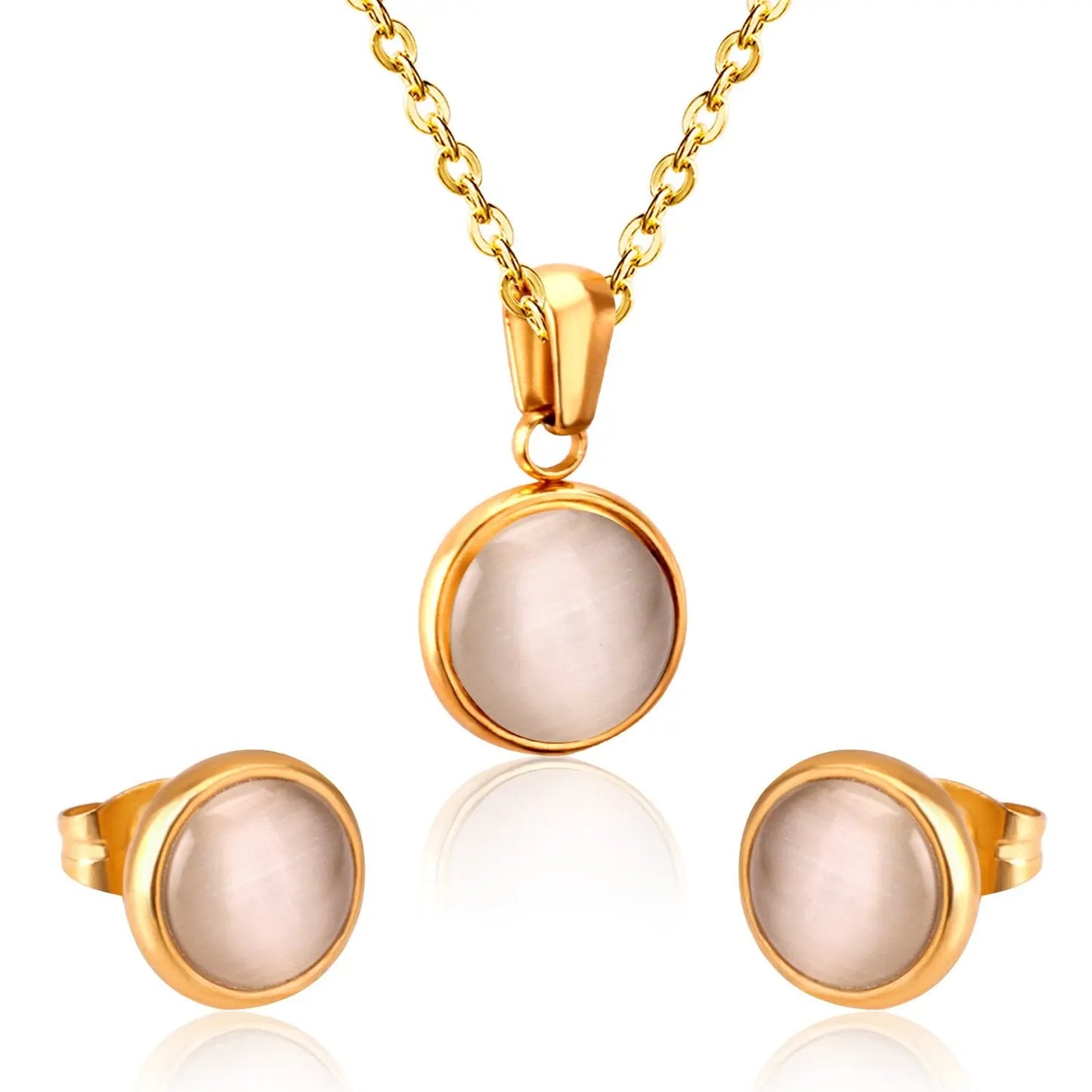Opal Shell Dubai Wedding Bridal Christmas Jewelry Sets Pendant Necklace Earring For Women Gold Indian Jewellery Set asonjewelry