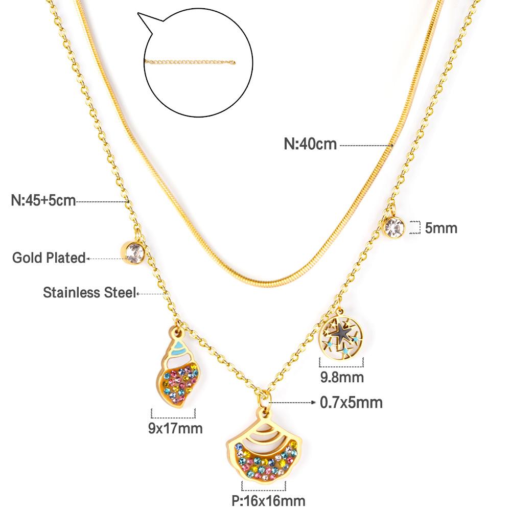 ASON Conch Shell Star Pendant Necklace with Cubic Zirconia Gold Color Stainless Steel Choker for Women Party Gift Jewelry asonjewelry