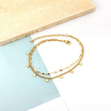 ASON Vintage Stars Accessories Multi-layer Link Chains Anklet Gold Color Stainless Steel For Women Fashion Jewelry Party