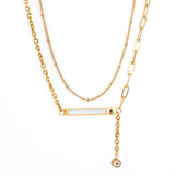 Link Chain Classic Design With Beads Chain Mix Collier Doule Layer Pendant Necklace With AAA Cubic Zirconia 2022