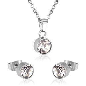 New Cubic Zirconia Necklace Earrings For Woman Wedding Jewelry Set Gold/Silver Color Jewellry Parures Bijoux