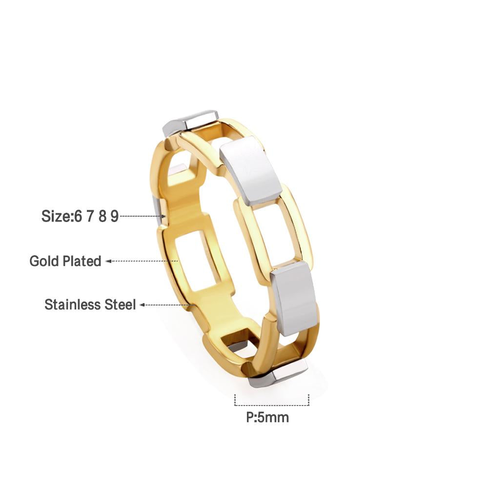 ASON Trendy Style Block Stitching Shape Rings Stainless Steel Gold Color For Women Casual Jewelry Accessories Wedding Gift asonjewelry