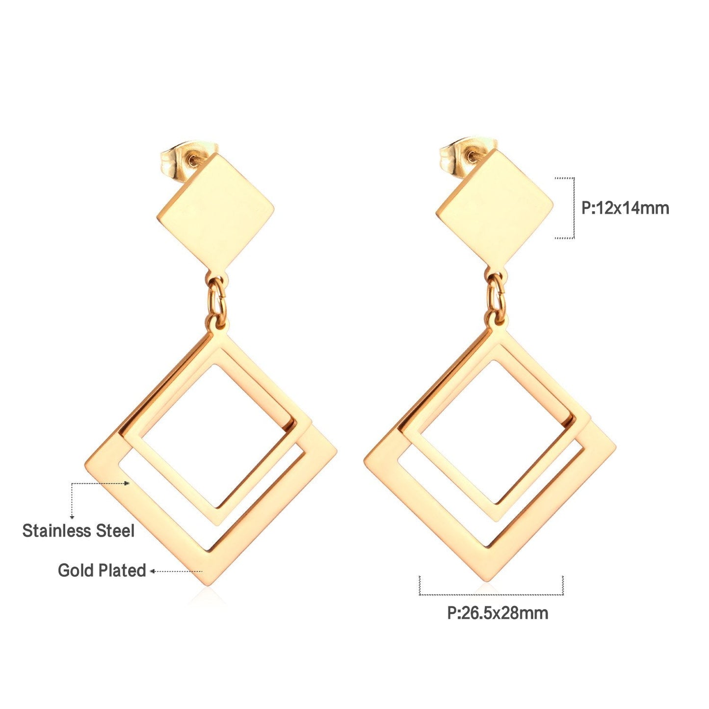 ASON Stainless Steel Stylish Geometric Dangle Earrings Gold Color Drop Earring for Women Accessory Fashion Jewelry Piercing asonjewelry