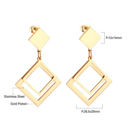 ASON Stainless Steel Stylish Geometric Dangle Earrings Gold Color Drop Earring for Women Accessory Fashion Jewelry Piercing asonjewelry