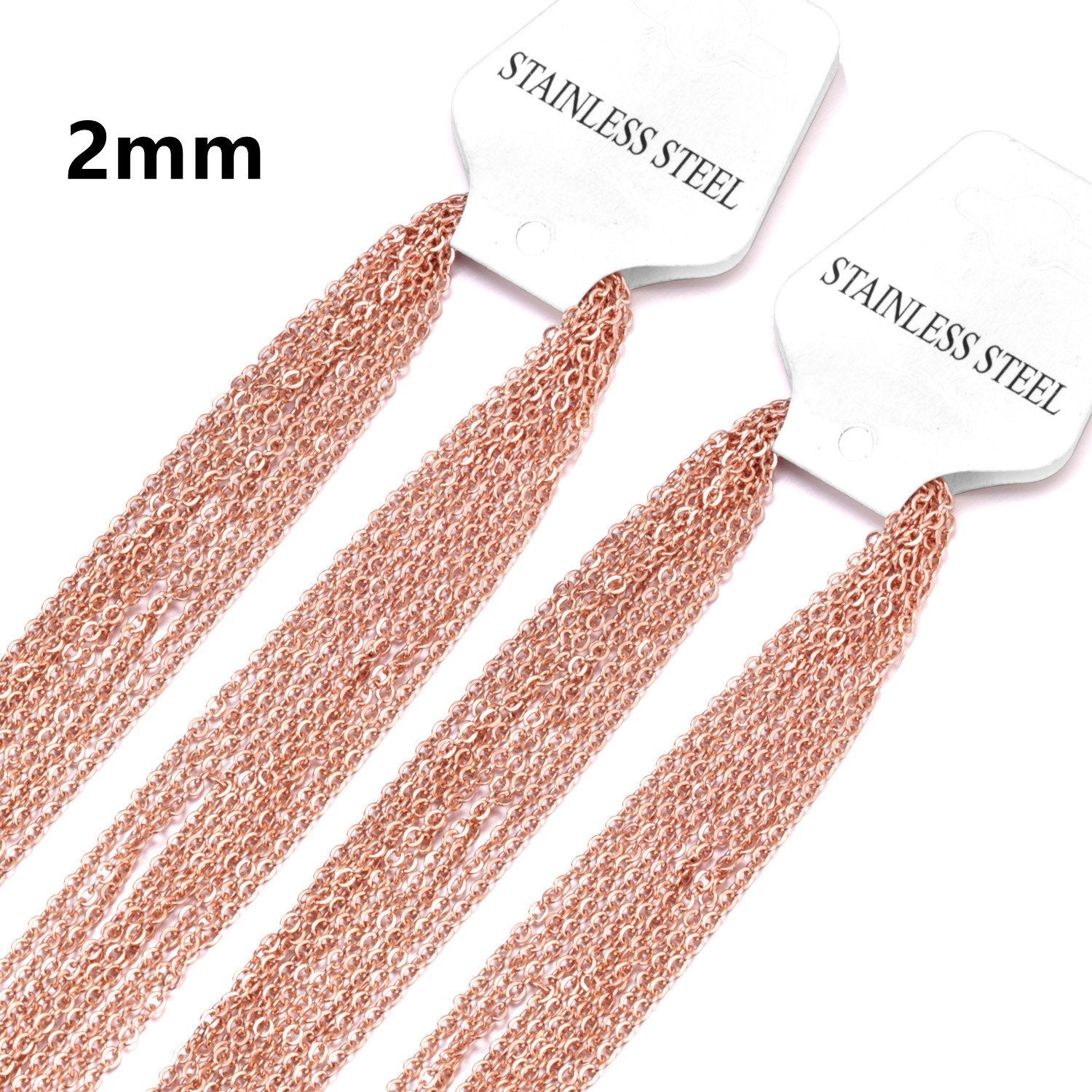 2MM Necklaces For Pendants Bulk Sale 2mm Rolo Cuban Link Chains Necklace Accessories Colliler Stainless  Chains Jewelry asonjewelry