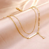 Link Chain Classic Design With Beads Chain Mix Collier Doule Layer Pendant Necklace With AAA Cubic Zirconia 2022
