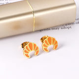 ASON Gold Color Croissant Shape Stud Earring Stainless Steel Lovely Cartoon Earrings for Women Fashion Jewelry Accessories