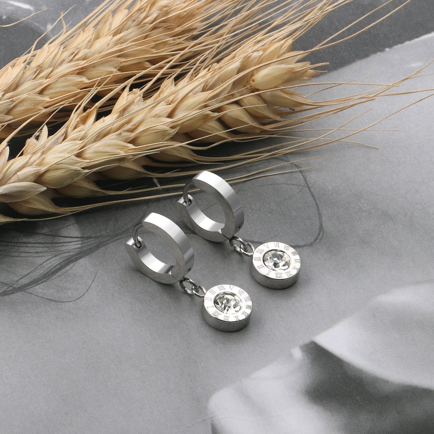 ASON Lovely Roman Numerals Pendant Earrings with Cubic Zirconia for Women Girls Dangle Earring Accessories Jewelry Gift asonjewelry