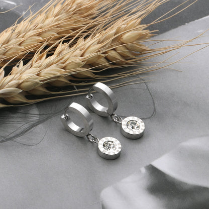 ASON Lovely Roman Numerals Pendant Earrings with Cubic Zirconia for Women Girls Dangle Earring Accessories Jewelry Gift asonjewelry