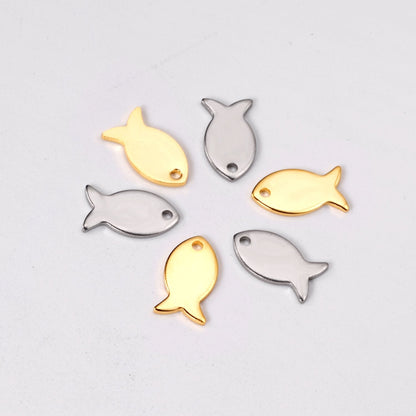 ASON 100pcs/lot Ladies Pendant Fish Shape Pendant Wholesale Stainless Steel For Necklace Bracelet Jewelry Making Supplies asonjewelry