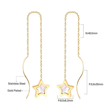 ASON Korean Style Star Shell Drop Earrings Dangle Chain Earring Stainless Steel Jewelry for Women Femme Party Gift asonjewelry