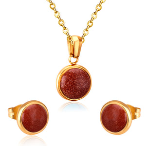 Round Shape Crimson Noble Style Necklaces Earrings Jewelry Sets For Female Valentine Present conjuntos de joya