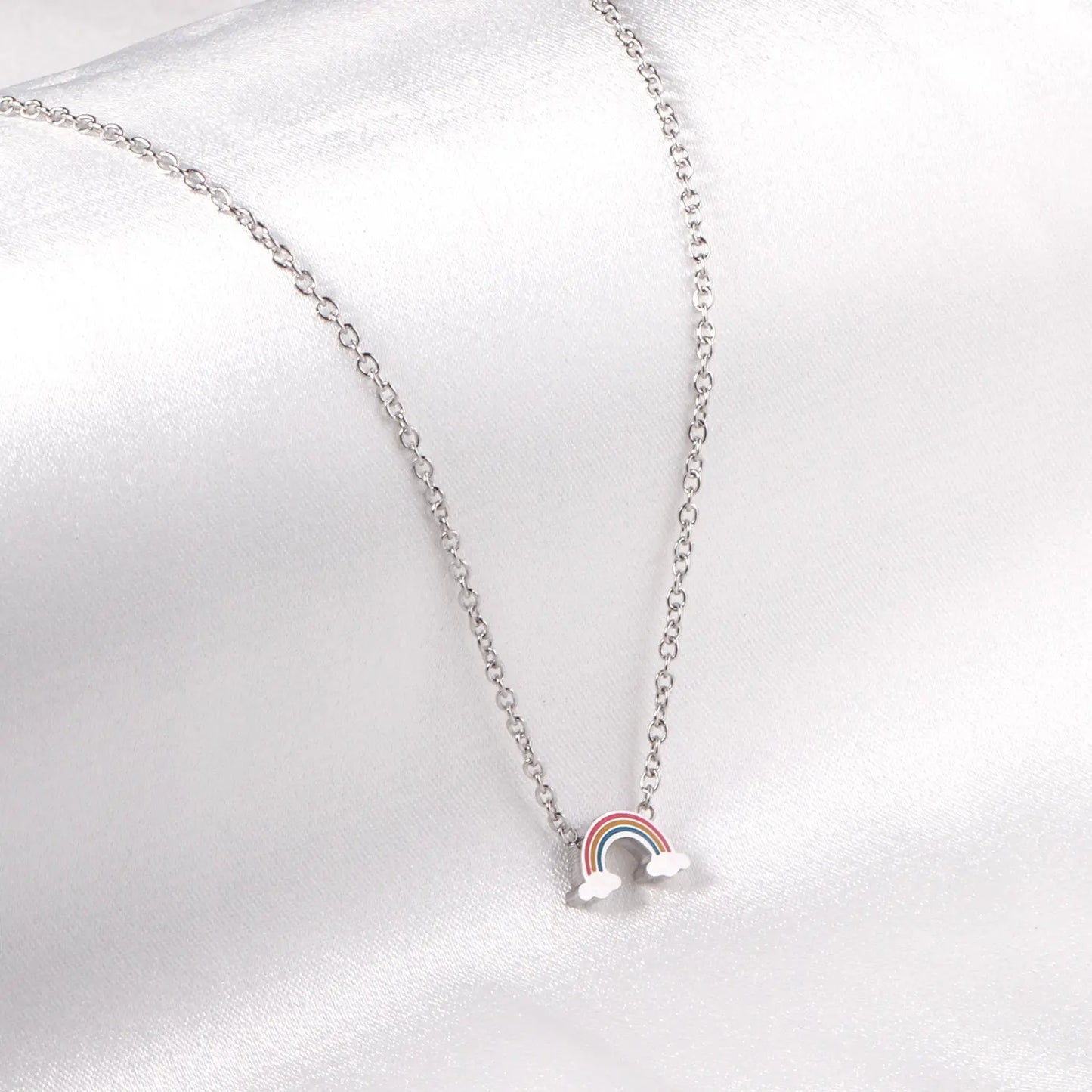 Rainbow Candy Pendant Necklace Women Stainless Steel Jewelry Wholesale Shell Fashion Pendant For Christmas Gifts asonjewelry